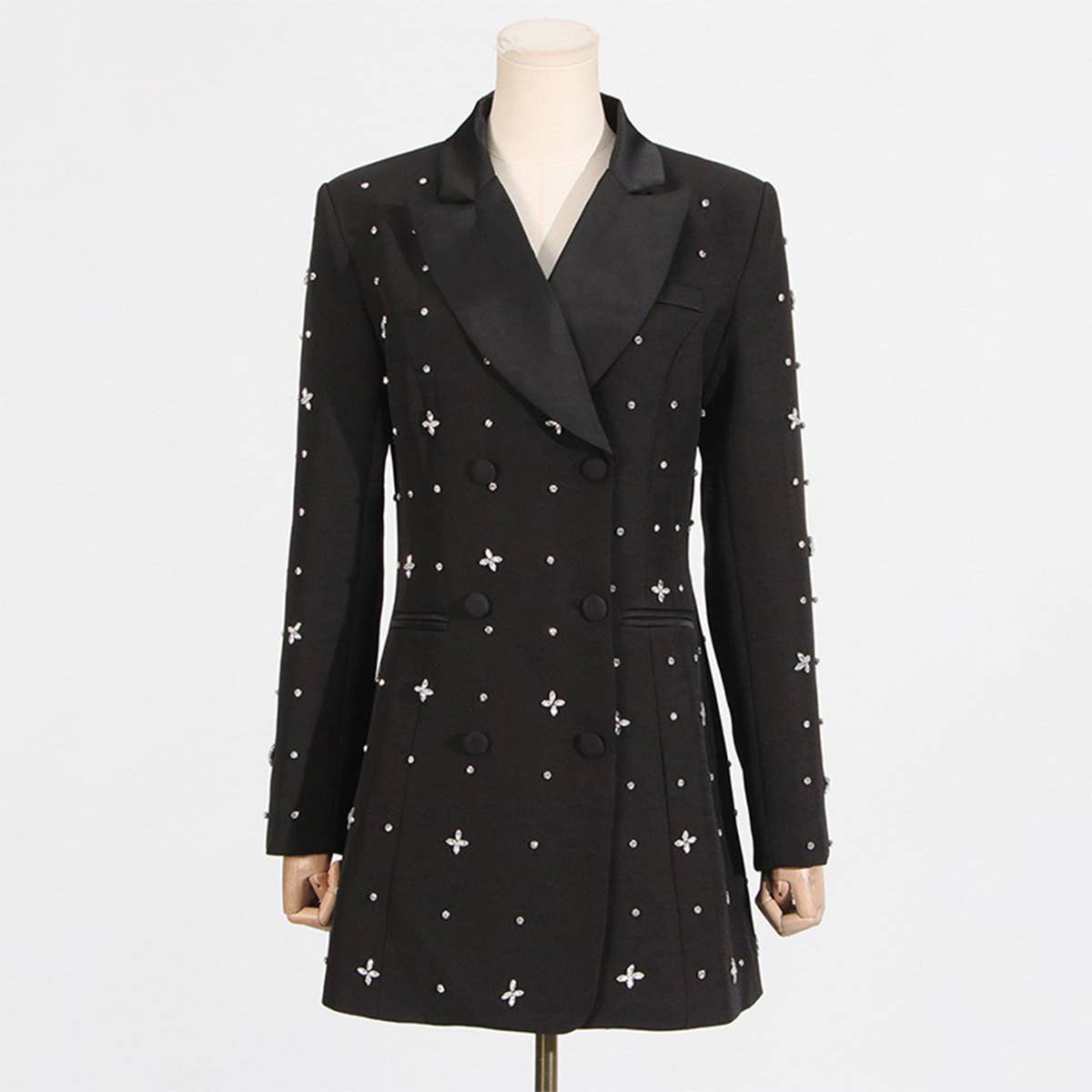 Refined Rhinestone Blazer ??Slim & Stylish_CWOCO1251