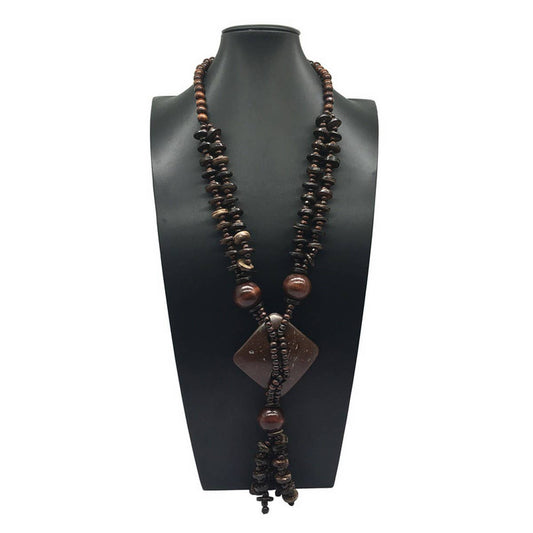 BOHEMIAN COCONUT WOOD BEAD NECKLACE_CWMM4930