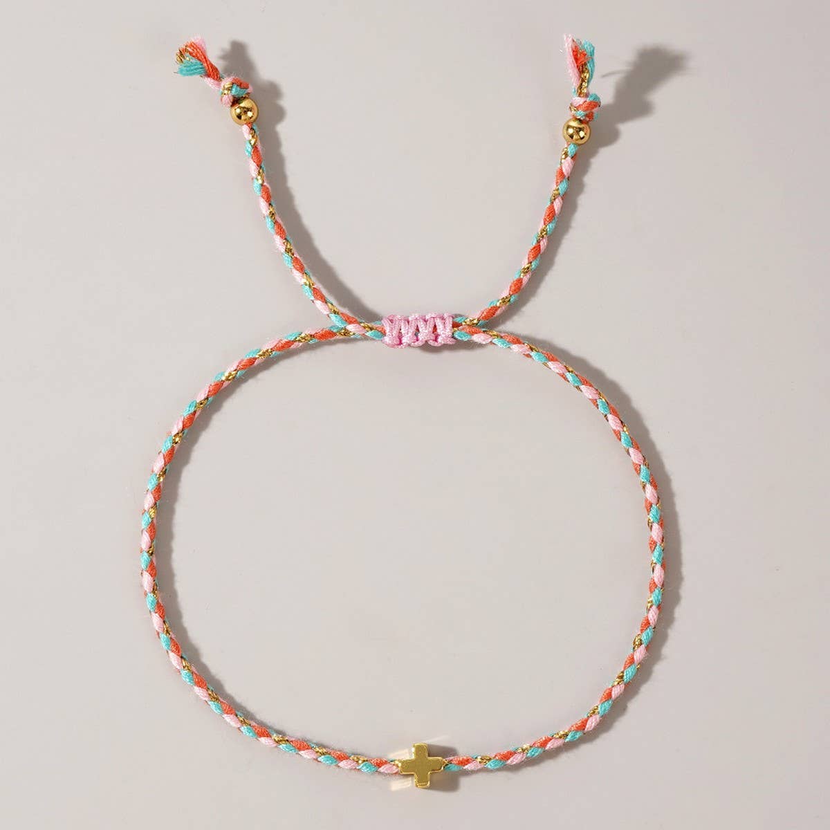 DIY HANDMADE FOUR-COLOR COTTON CROSS BRACELET