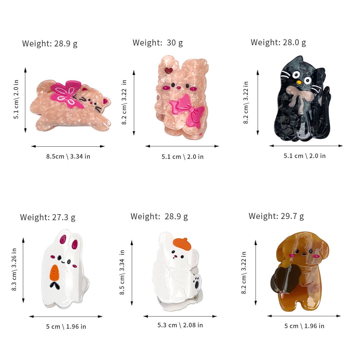 Cute animal acetate plate gripper shark gripper