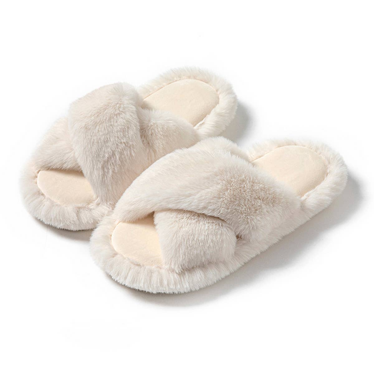 FASHION HOME CROSS STRAP PLUSH COTTON SLIPPERS_CWSHS0841