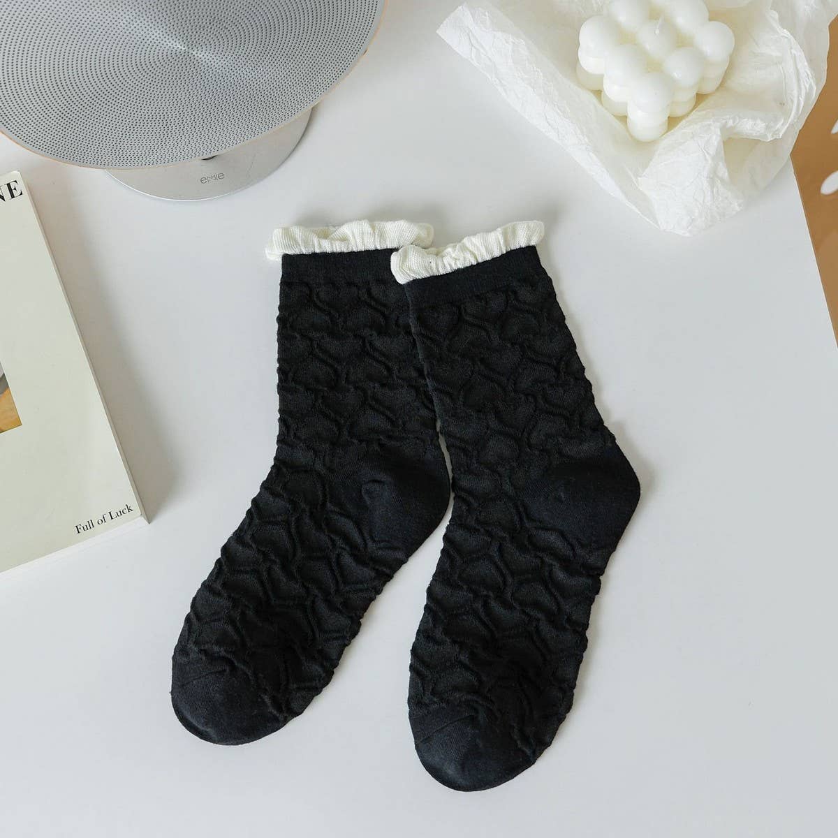 SIMPLE AND FRESH BLACK AND WHITE SOCKS FOR WOMEN