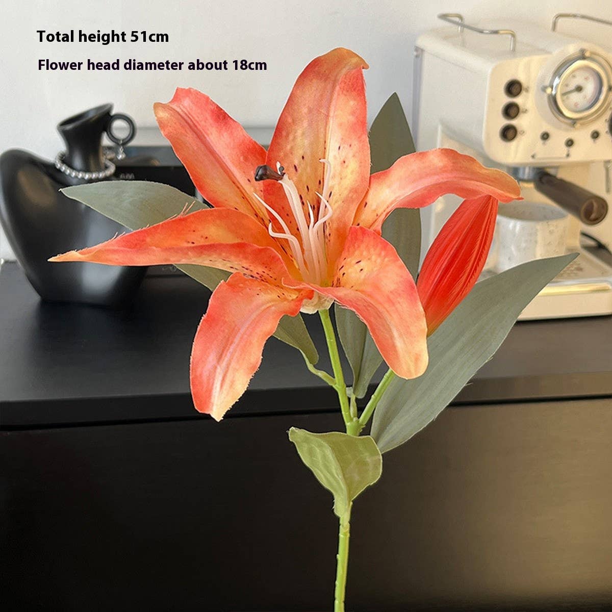 Vintage Autumn Artificial Lily with Bud and Bloom