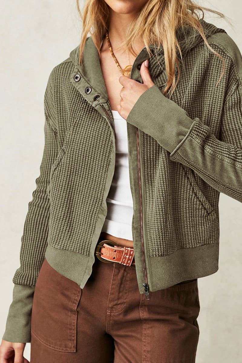 CWOJA1749_SLOUCHY ZIP-UP CROPPED PANEL HOODIE JACKET