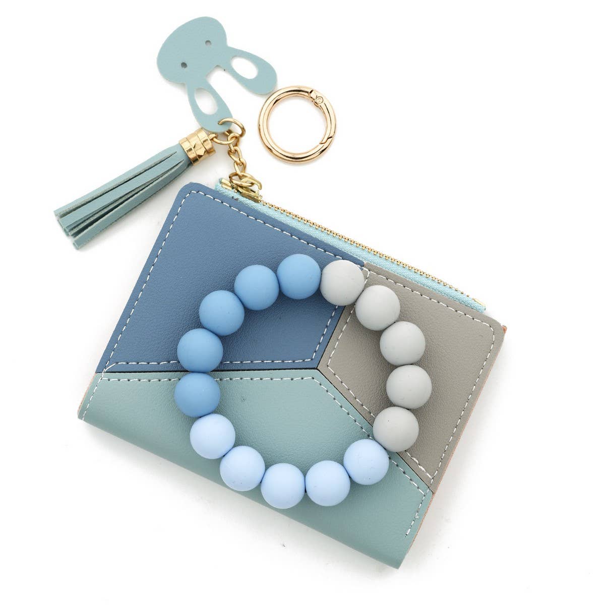 Mini Card Wallet with Beaded Bracelet Keychain_CWAB4947