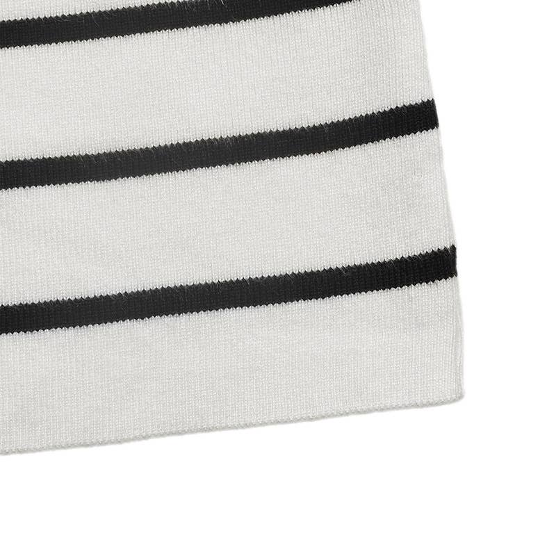 V-neck long-sleeved striped knitted sweater