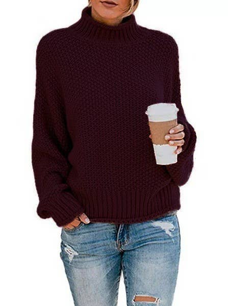 STYLISH CASUAL TURTLENECK SWEATER IN SOLID COLOR
