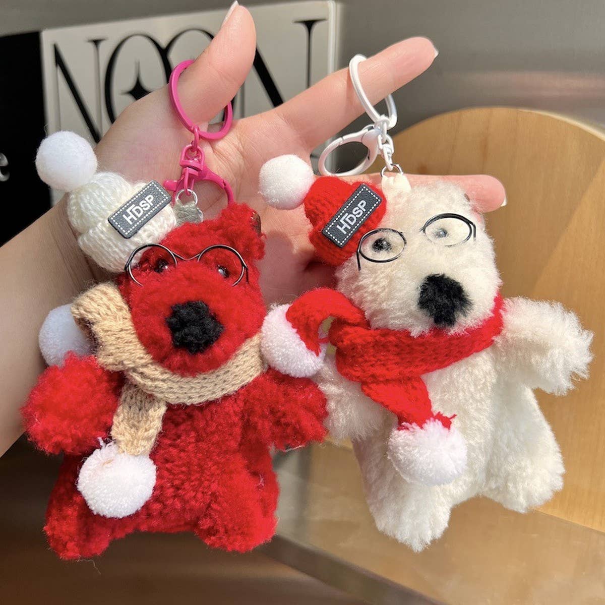 CUTE CREATIVE WOOL BEAR CAR KEYCHAIN BAG PENDANT