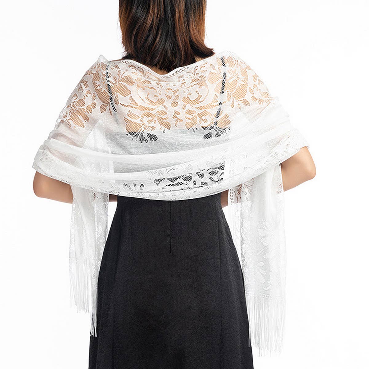 FASHIONABLE EVENING HOLLOW LACE SHAWL