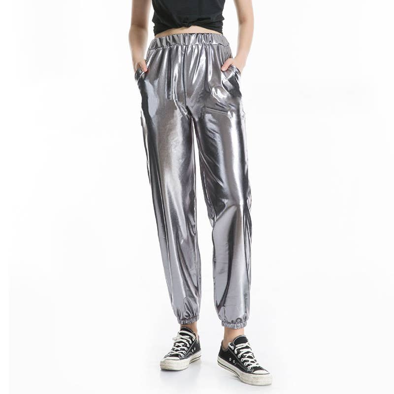 PU LEGGINGS LASER GLITTER LEATHER PARTY PANTS