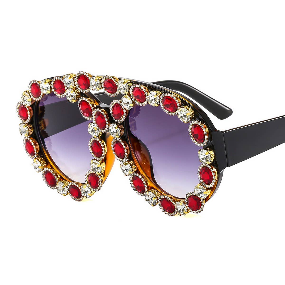 LARGE CONTRAST OVAL LUXURY EMERALD SUNGLASSES