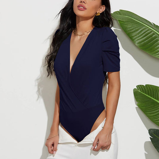 SLIMMING JUMPSUIT WITH PLEATED SLEEVES