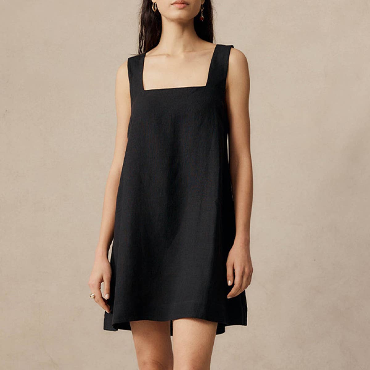 SQUARE COLLAR STYLE WIDE STRAP DRESS