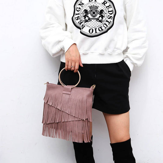 CWAB4544_IRREGULAR TASSEL HANDBAG SHOULDER BAG