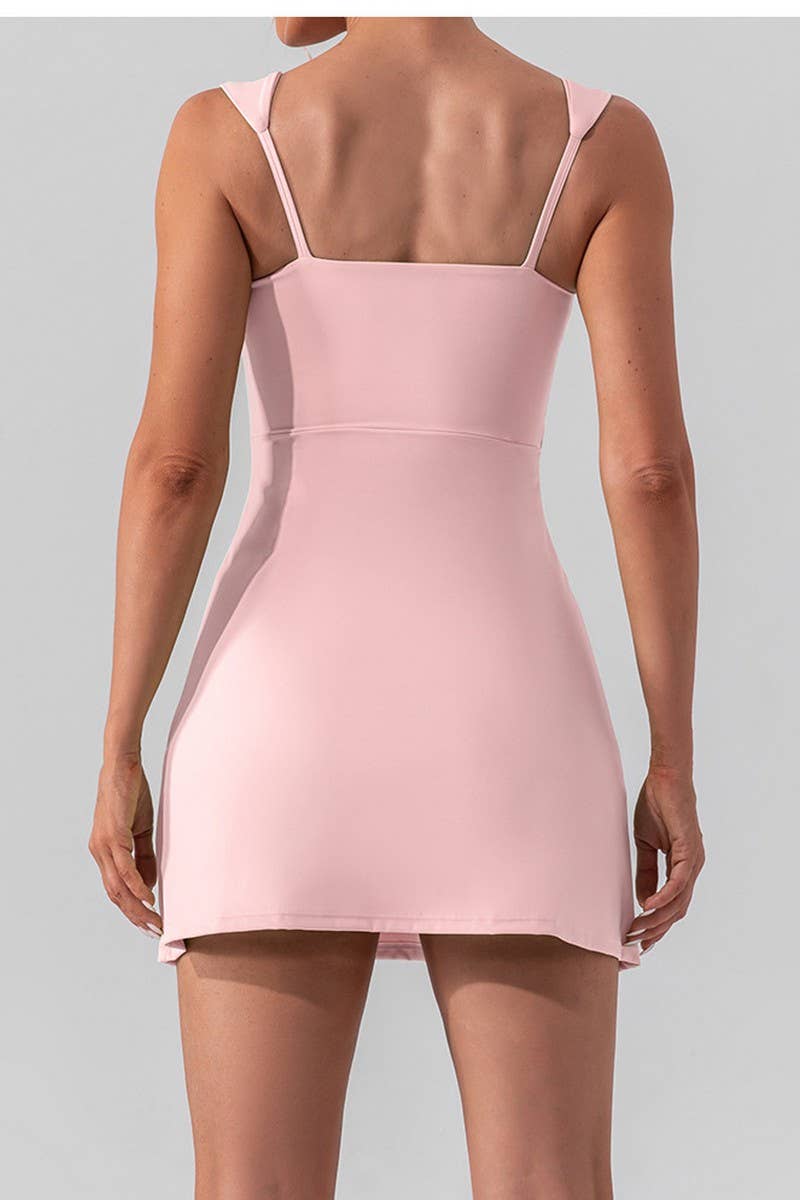 CWDSD3584_SOLID COLOR SEXY STRAP YOGA TENNIS ACTIVE DRESS