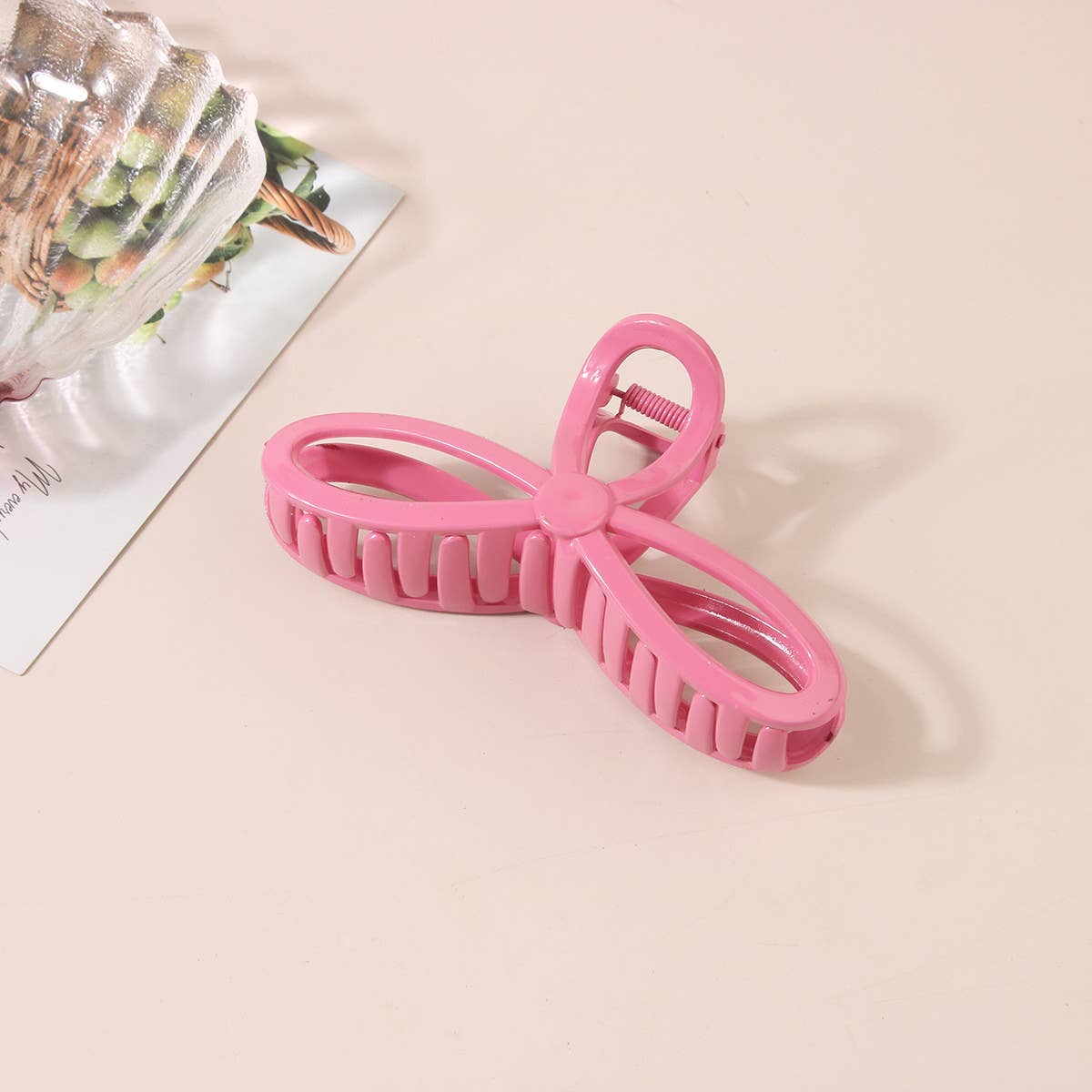 5.12" Glossy Resin Bow Hair Claw Clips for Women_CWAHA0486