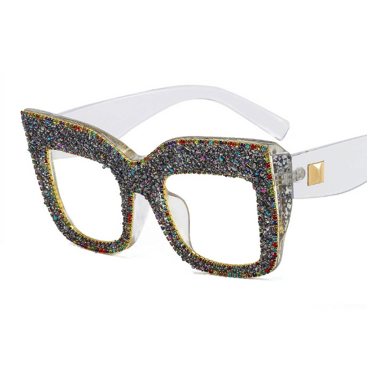 CAT'S EYE RIVET GLASSES FRAME WITH rhinestoneS_CWASG0756