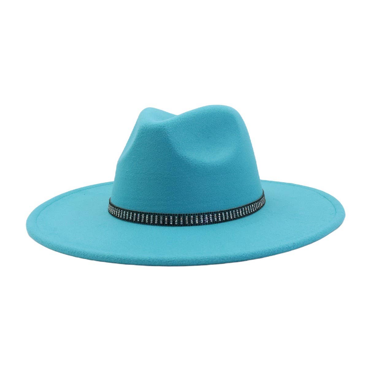 Unisex Wool Fedora Hat Ethnic Flat Brim Style_CWAH04377