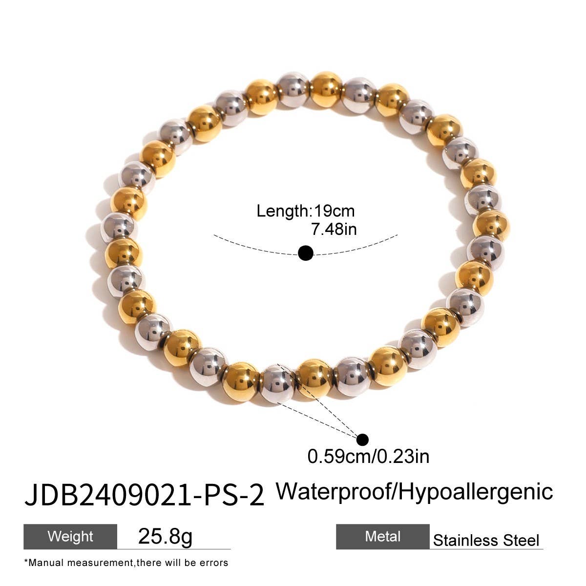 Designer Two-Tone Solid Bead Stretch Bracelet