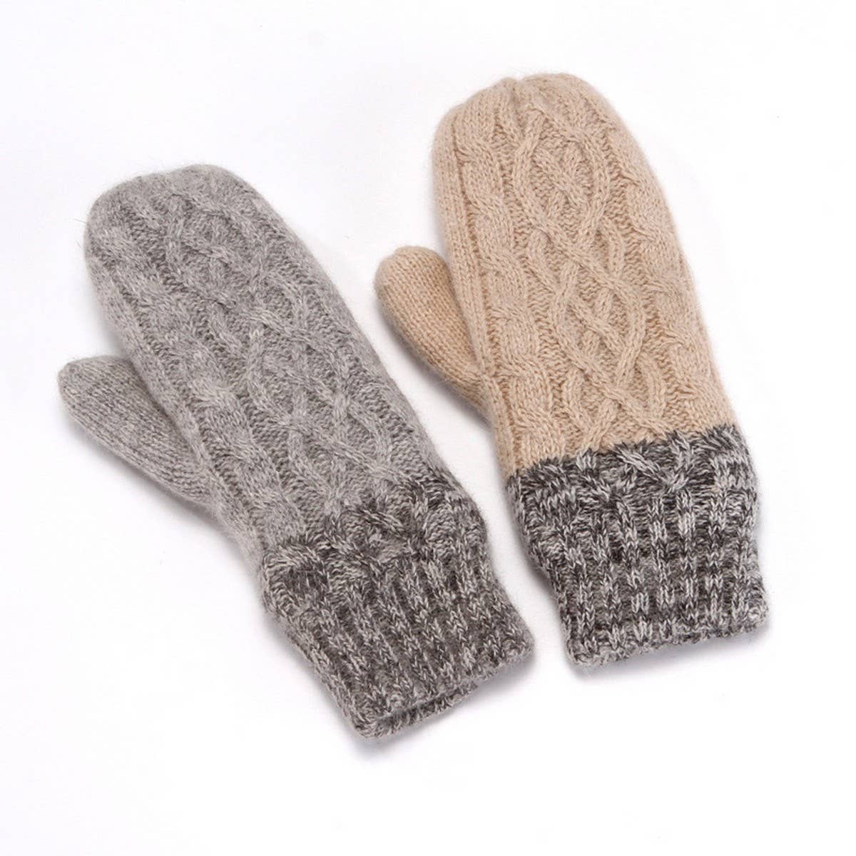 WINTER RABBIT FUR KNITTED PLUSH THICK GLOVES_CWAG0262