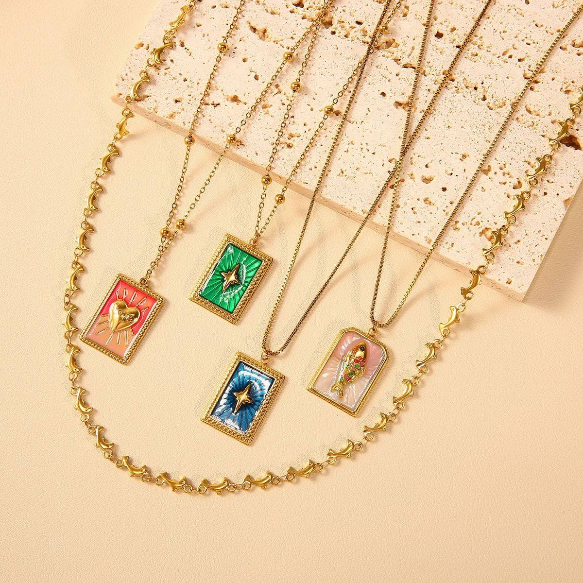 Vintage Style Steel Necklace with Heart Pendant