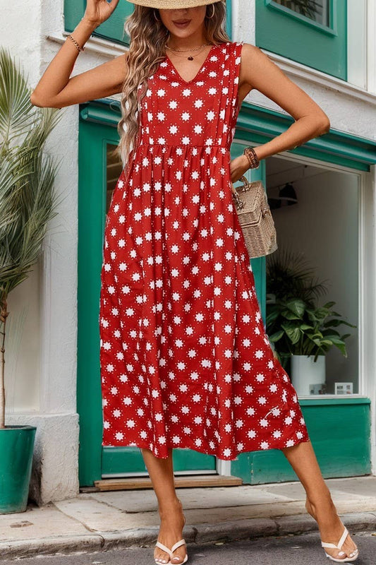 CWDMD2359_SLEEVELESS PRINTED DRESS