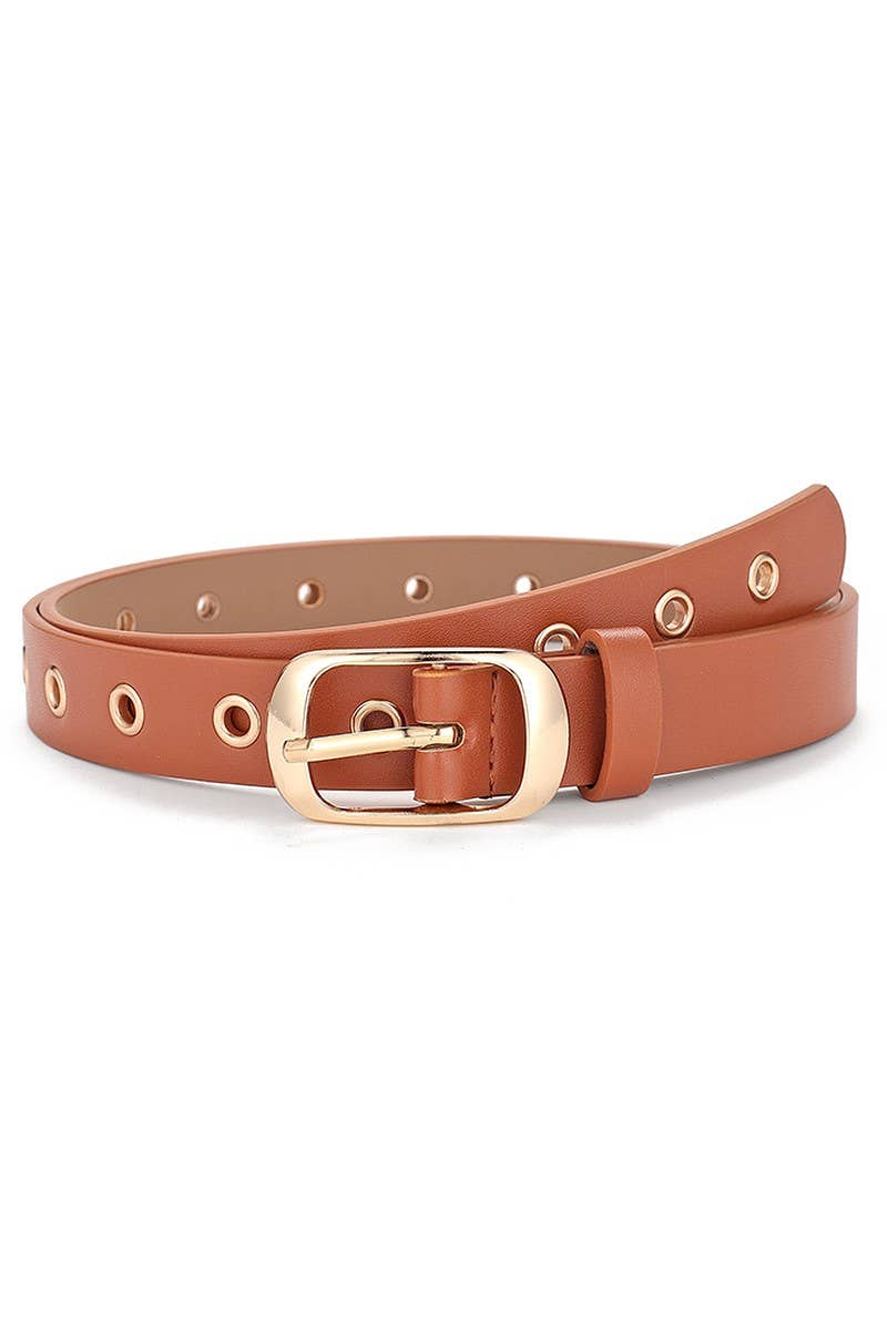 TRENDY FASHION SIMPLE EYELET LEATHER BELT_CWABE065