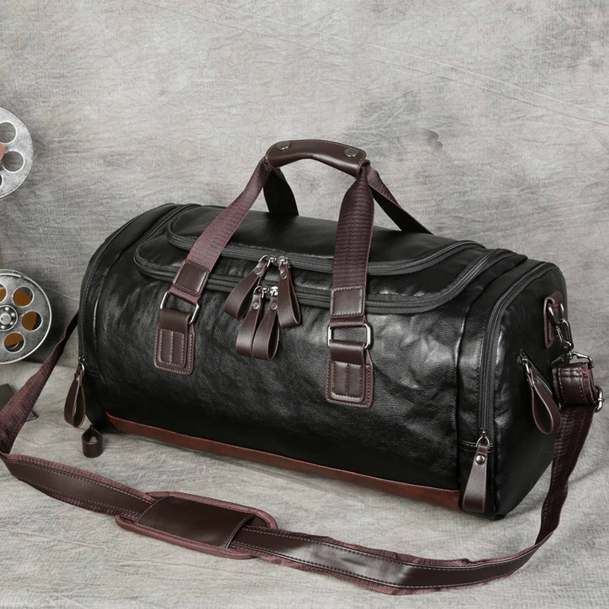 PU Leather Men's Travel Bag, Large Capacity_CWAB5171