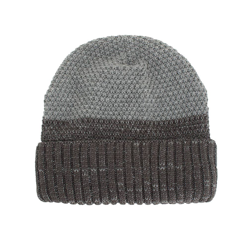 FLEECE TWO-TONE CORN KERNELS PULLER KNITTED HAT