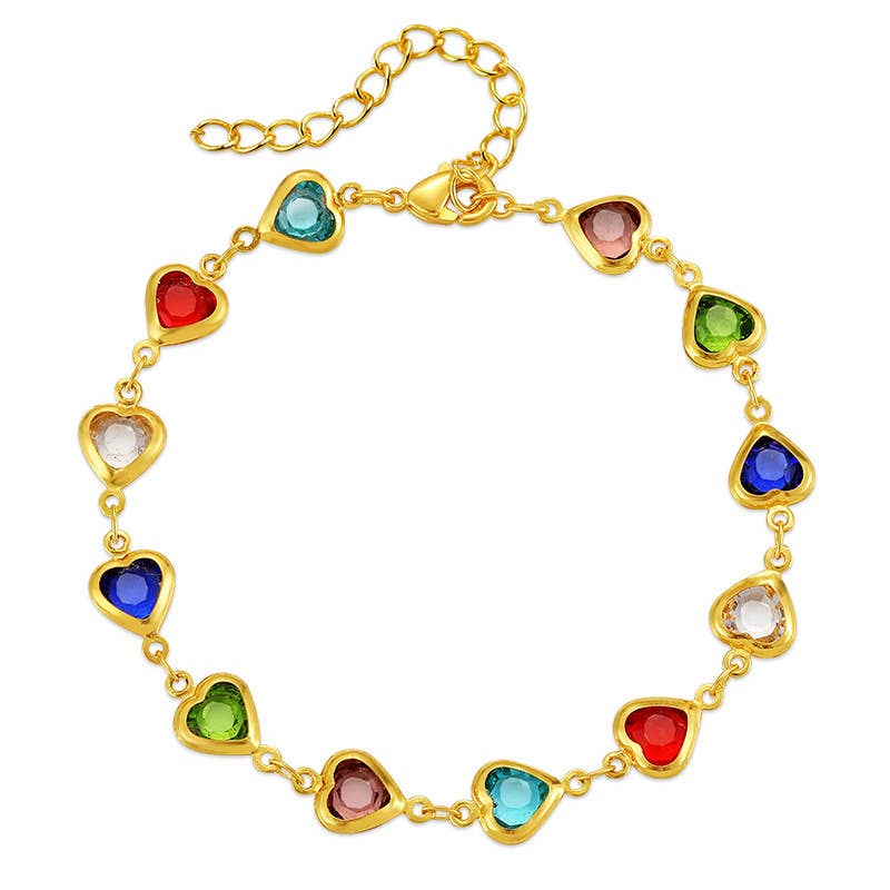 Candy-colored glass diamond beaded bracelet
