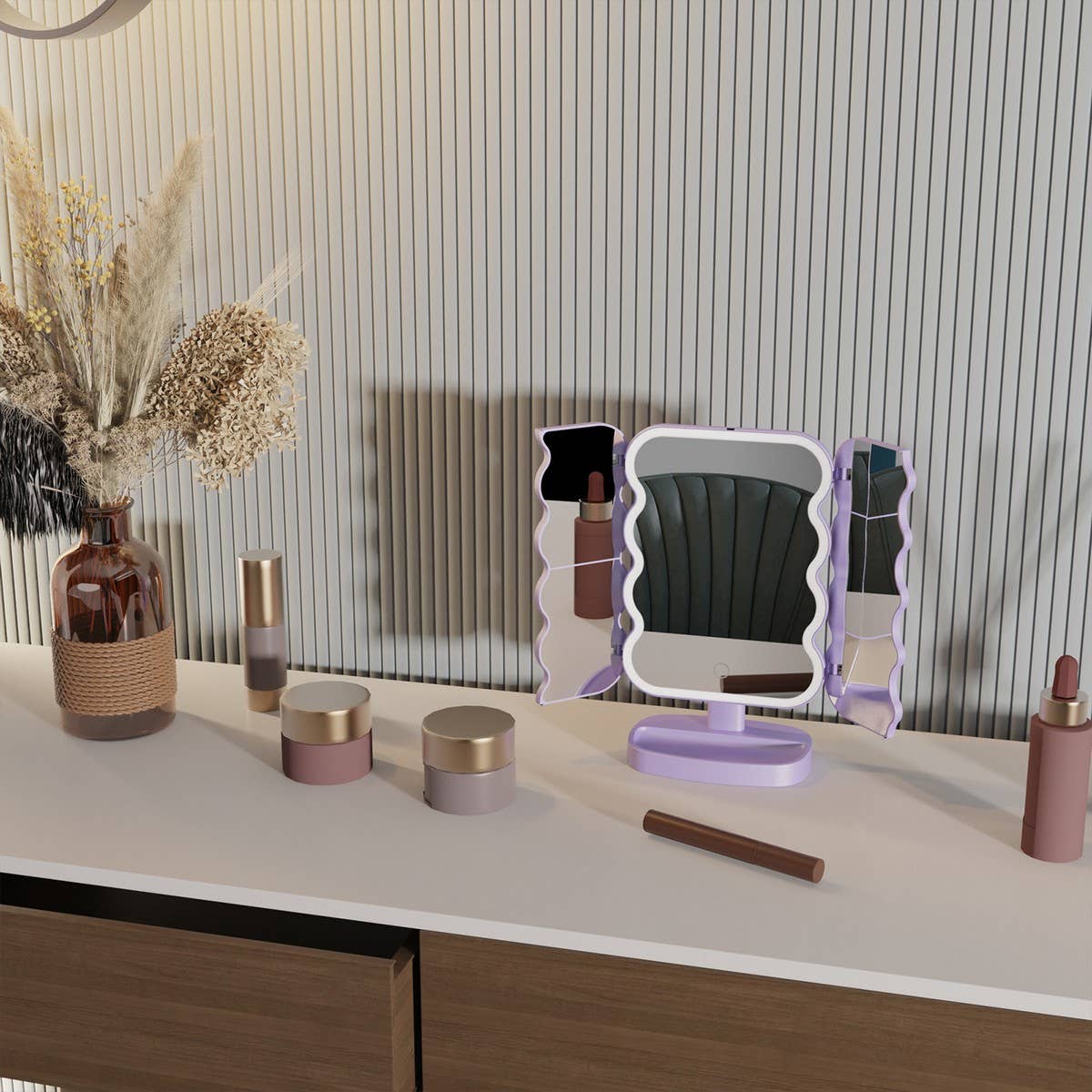 CREATIVE DESKTOP THREE-WAY LED MAKEUP MIRROR