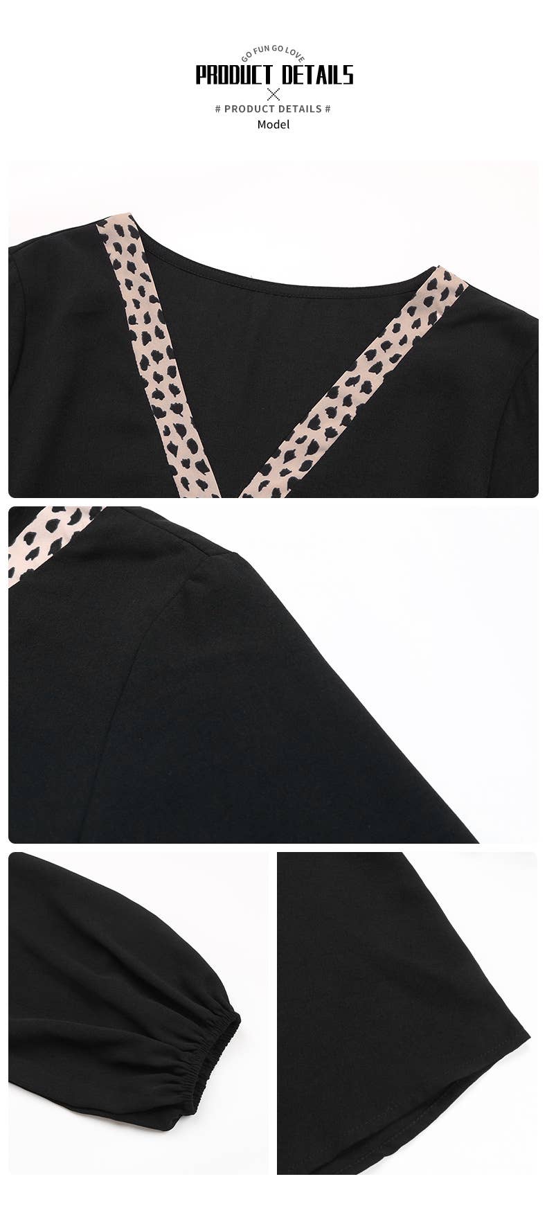 V-NECK LONG-SLEEVED VINTAGE LEOPARD PRINT SHIRT