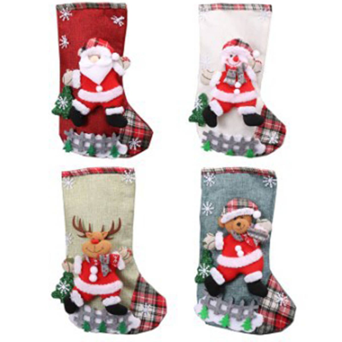 CHRISTMAS DECORATIONS WITH VARIOUS CHRISTMAS SOCKS