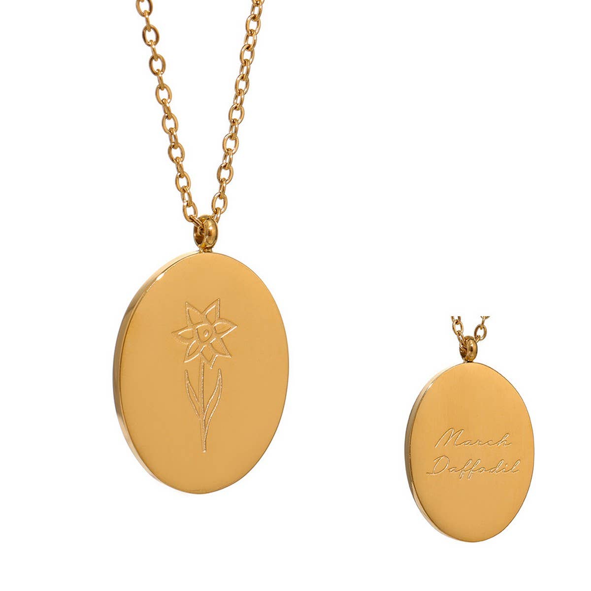 GOLD STAINLESS STEEL DECEMBER FLOWER NECKLACE