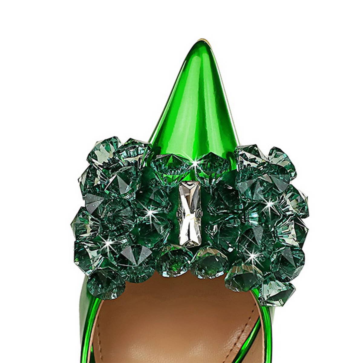 SHALLOW POINTED TOE CRYSTAL BOW HIGH HEELS