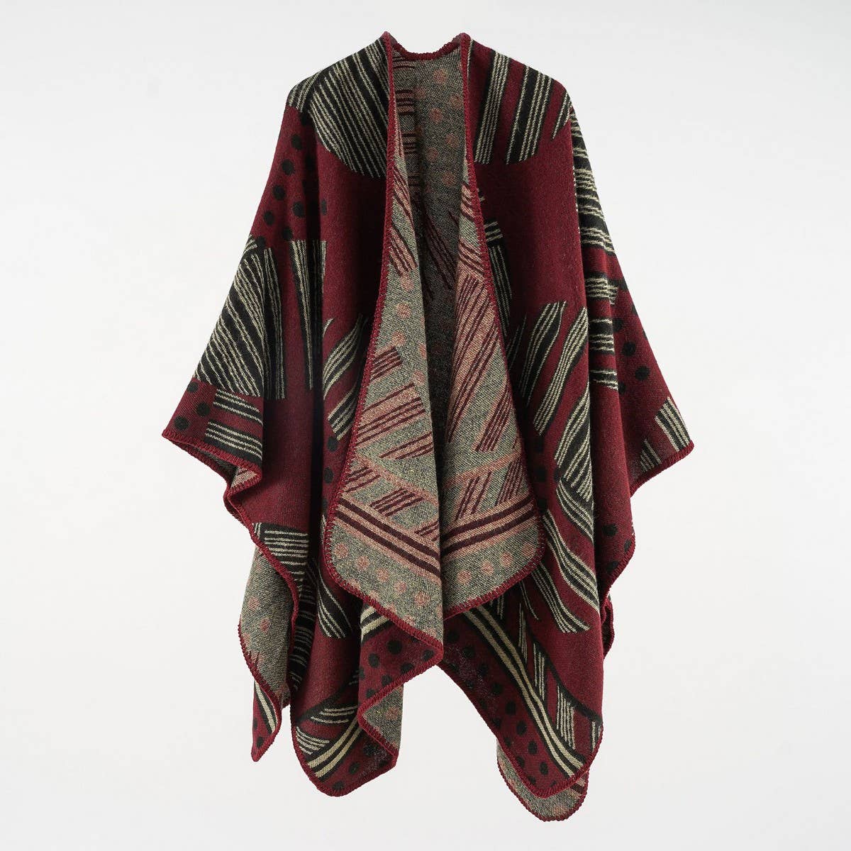 GEOMETRIC LINE FASHION WOMEN'S WARM SHAWL