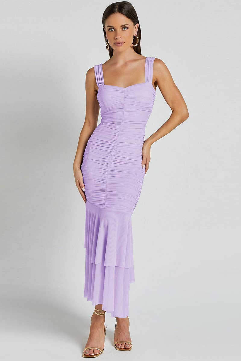 CWDMD4796_SUSPENDER DOUBLE-LAYER MESH SPLICING DRESS