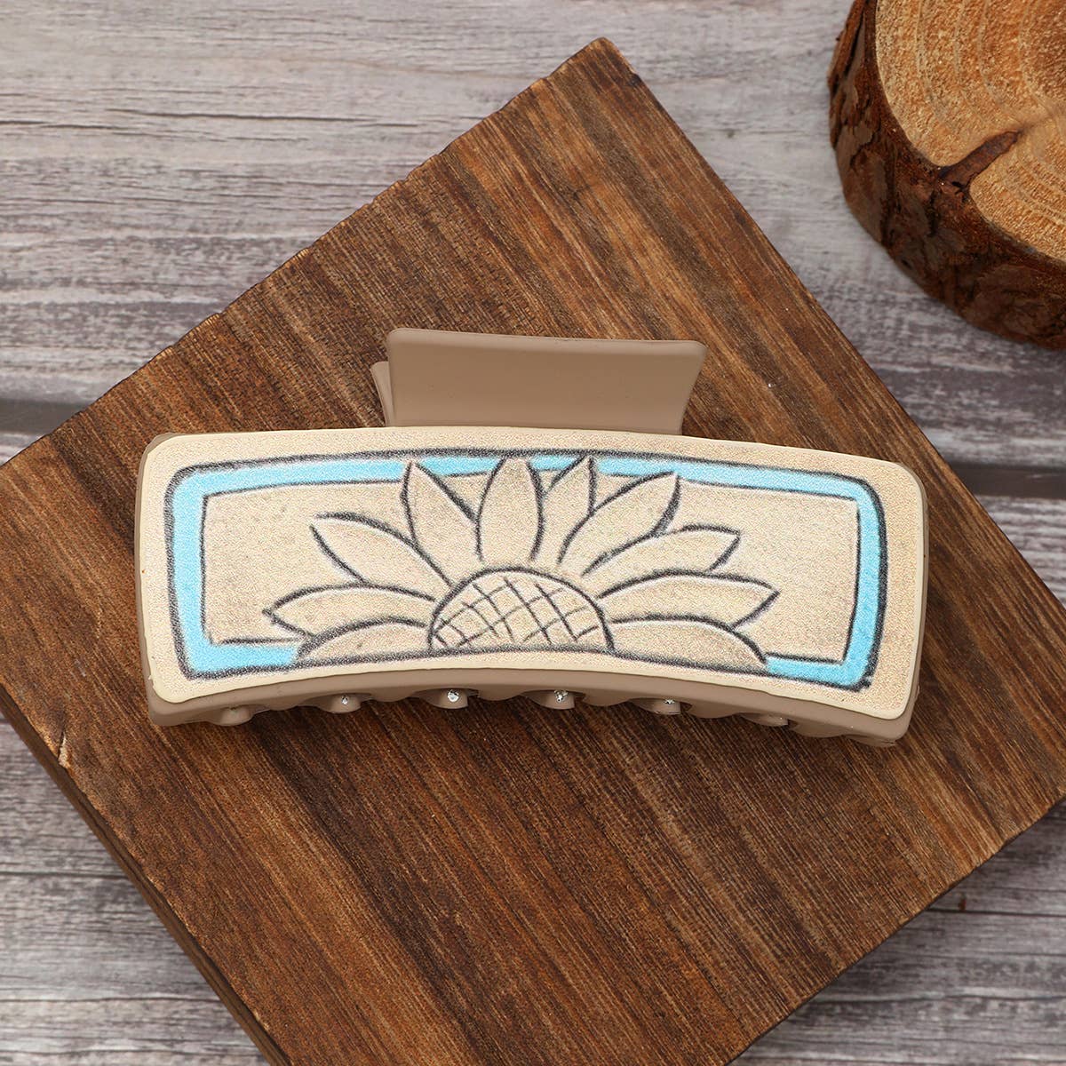 Western Leather Sunflower Poker Hair Claw