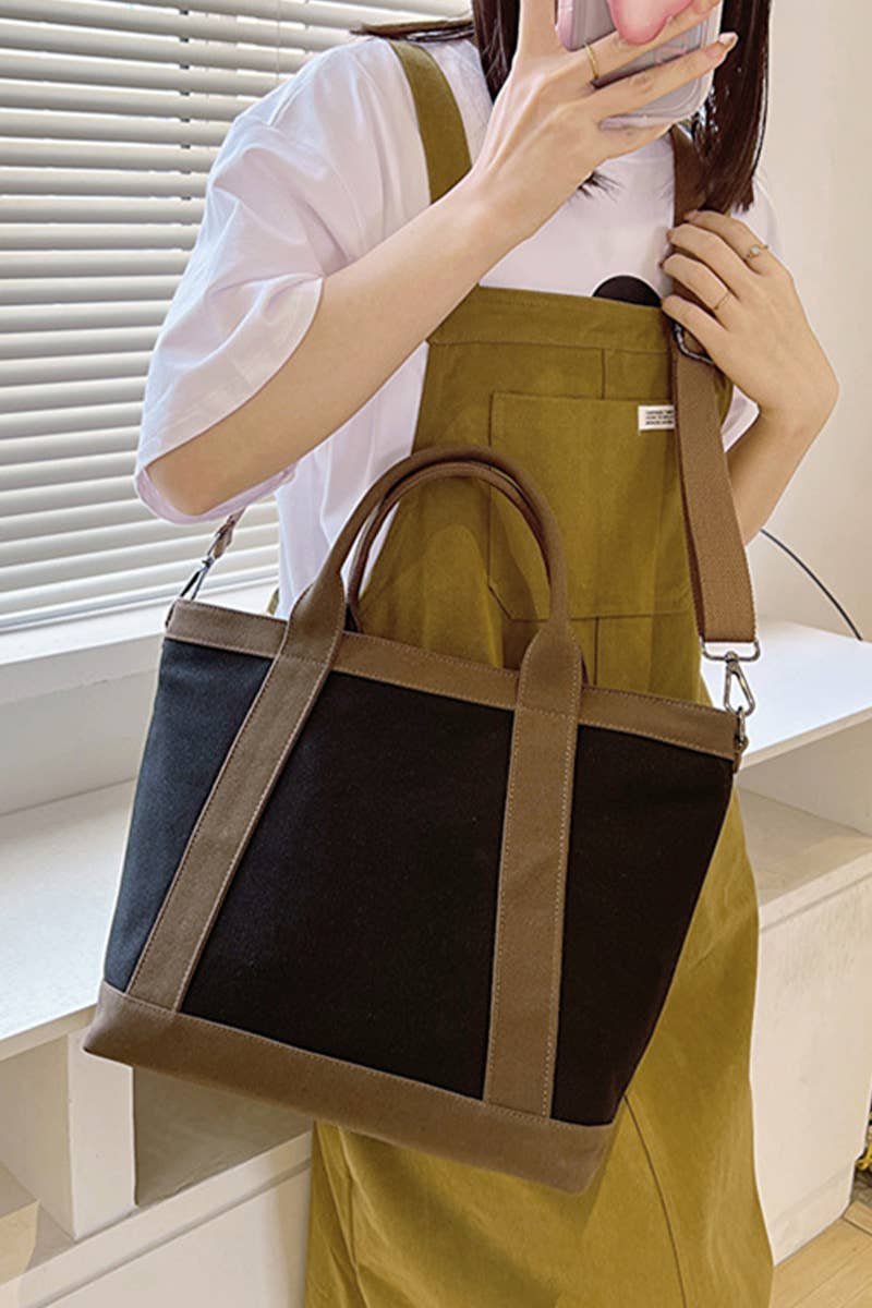 HANDLE LINE LARGE CROSS BODY CANVAS BAG_CUAB0104