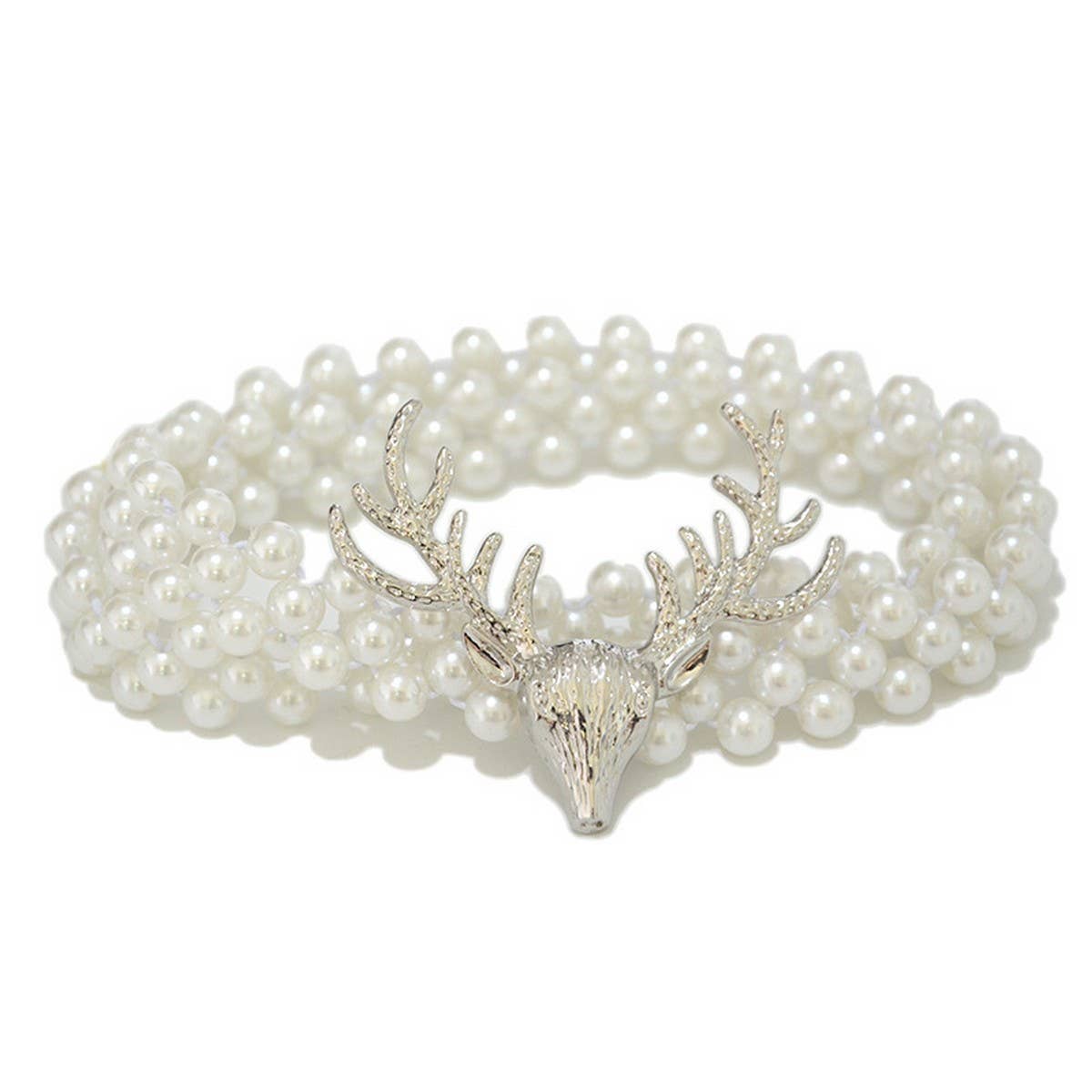 ELEGANT DEER HEAD BUCKLE PEARL WAIST CHAIN_CWABE0506
