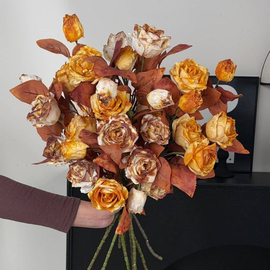 Vintage Autumn Oil Painting Burnt Rose