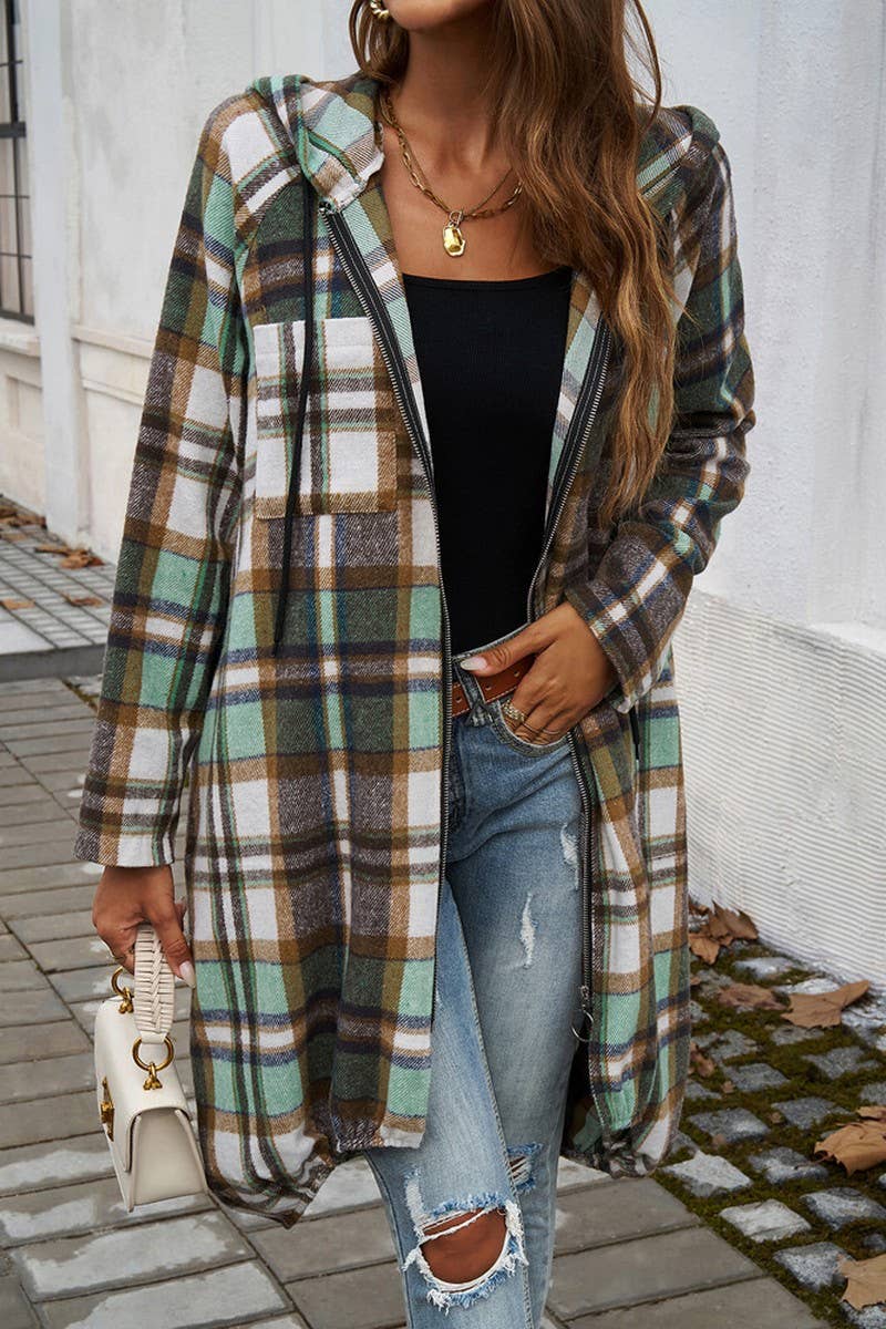 CWOCO0257_CASUAL LOOSE CONTRAST ZIP HOODED JACKET