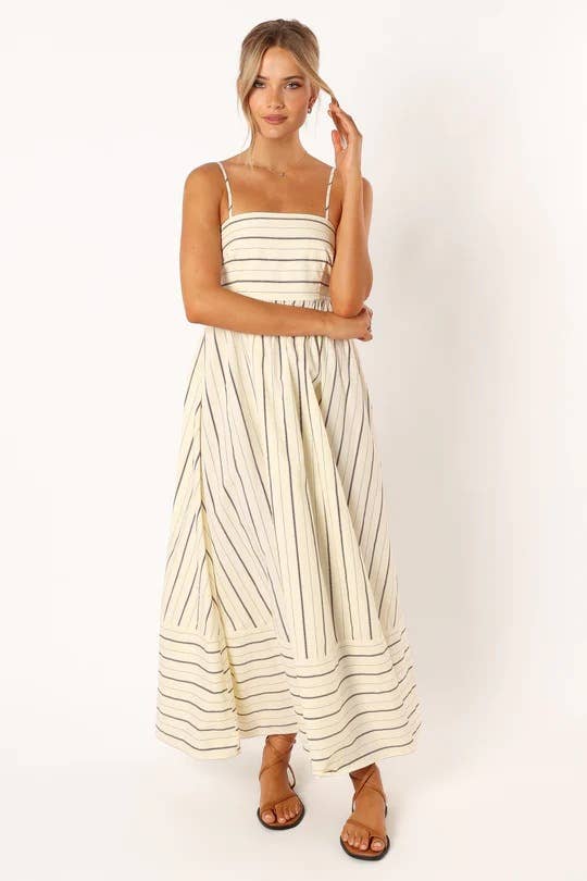 Backless swing Striped sleeveless halter dress