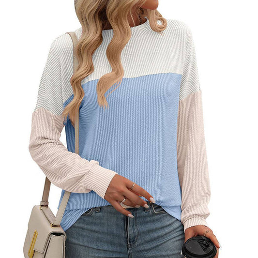 ROUND NECK TWIST STRIP LONG SLEEVE LOOSE T-SHIRT