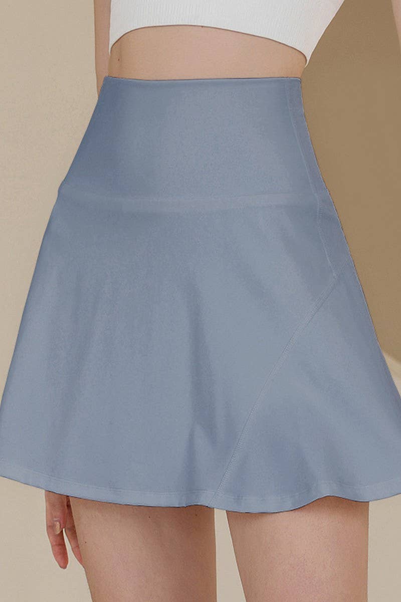 CWBSS0304_FAKE TWO-PIECE PLEATED FITNESS YOGA SKIRT PANTS