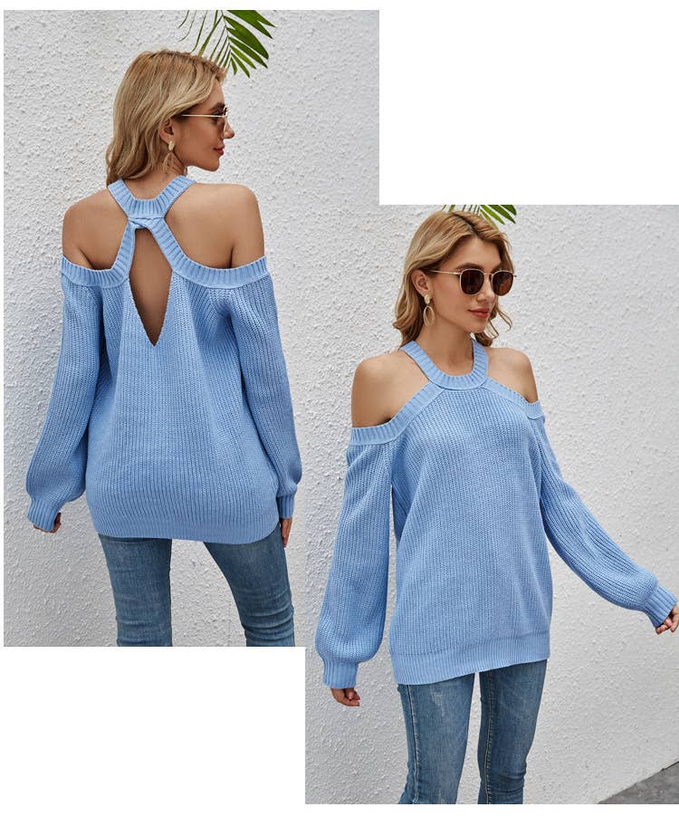 FASHION CASUAL SOLID COLOR LONG SLEEVE KNITWEAR