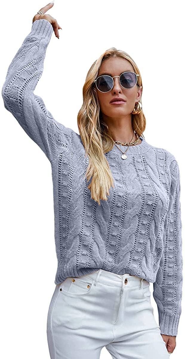 CWOSWL0815_ Long Sleeve Loose Neck Pullover Sweater