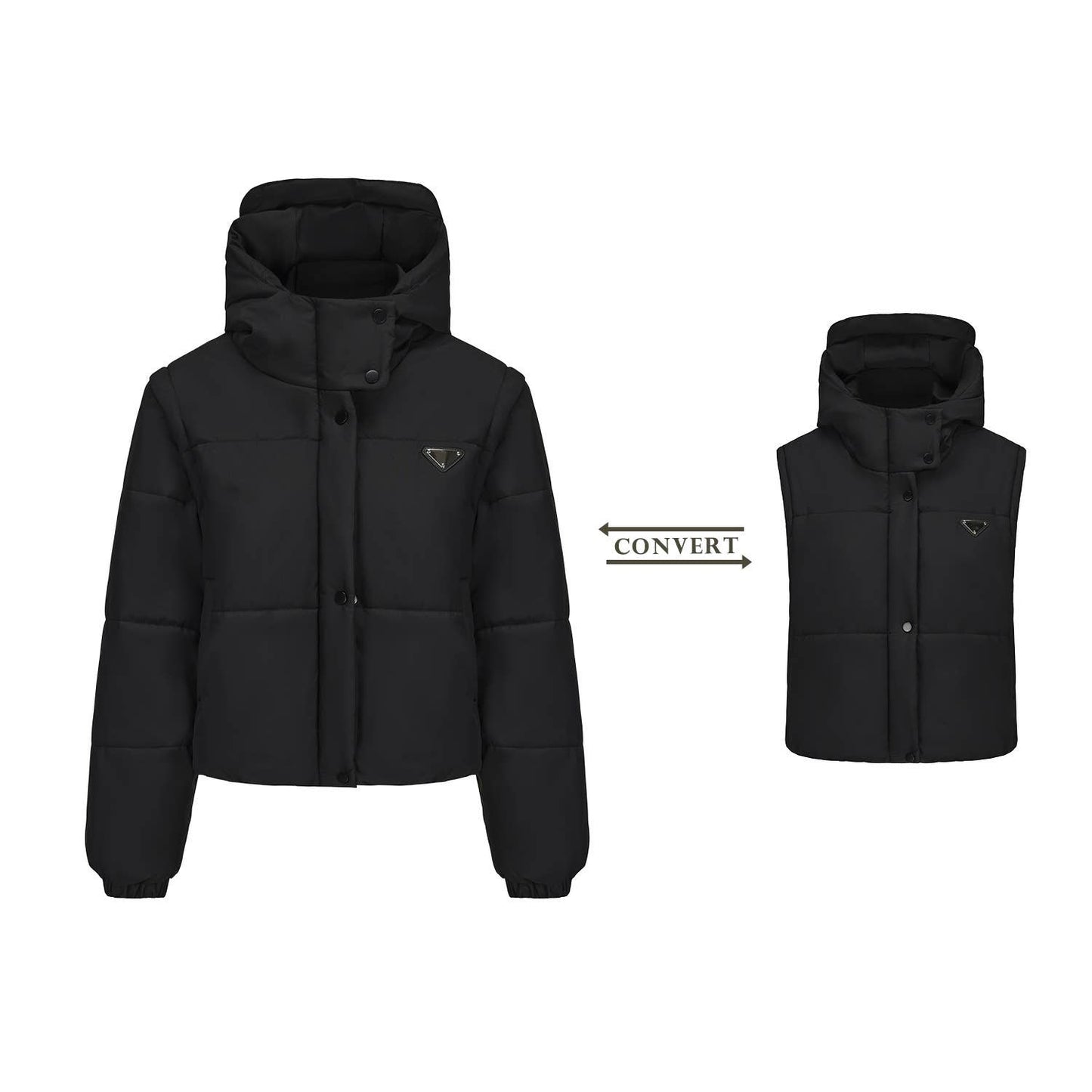 Short and thick breaded cotton-padded jacket