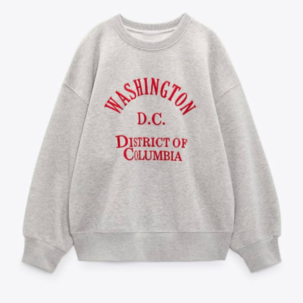 EMBROIDERED LOOSE RIBBED PULLOVER HOODIE