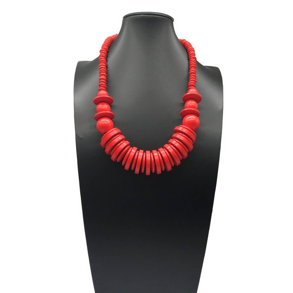 VINTAGE SINGLE LAYER WOODEN BEAD NECKLACE